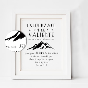 Be Strong and Courageous / Joshua 1:9 / Spanish Scripture Printable / Baby Shower Gift / Instant Download / Joshua 1.9 / In Spanish