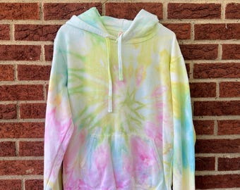 Handgefärbter Ice Dye Kapuzenpullover, Unisex Medium