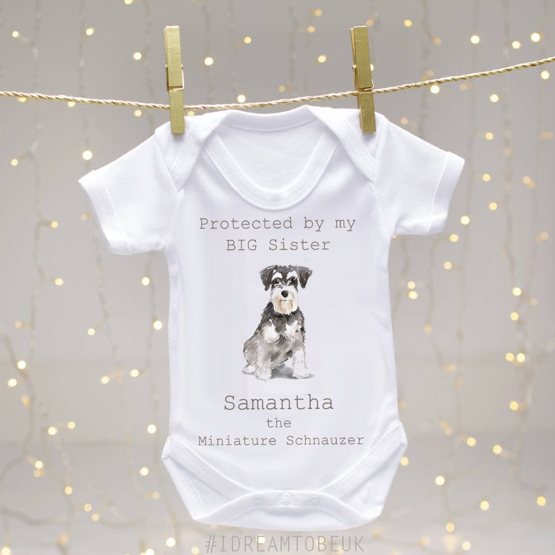 pregnancy reveal Golden Retriever personalised baby bodysuit dog sibling big brother baby announcement puppy dog bodysuit big sister