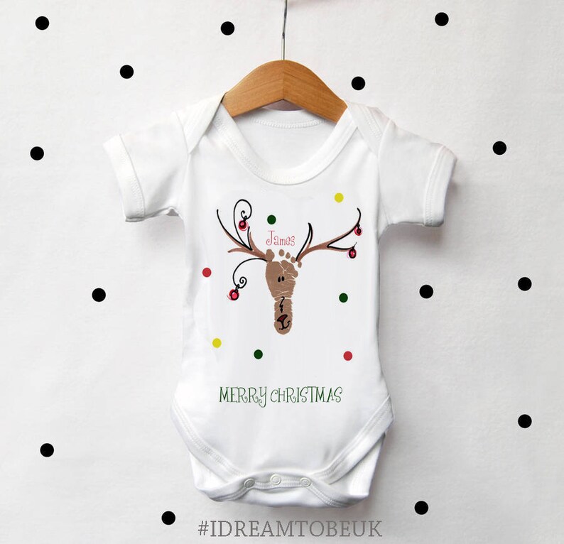 Baby Clothing Newborn 2018 Personalised First Christmas Baby Bib Gift Reindeer