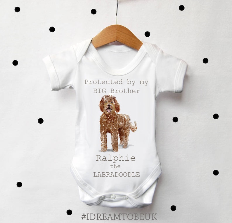 pregnancy reveal Golden Retriever personalised baby bodysuit dog sibling big brother baby announcement puppy dog bodysuit big sister