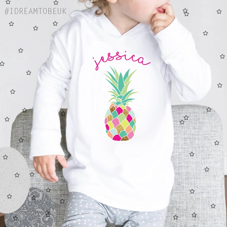 Tropical Funky personalised pineapple hoodie baby shower gift baby top pineapple sweatshirt hooded top pineapple party toddler top