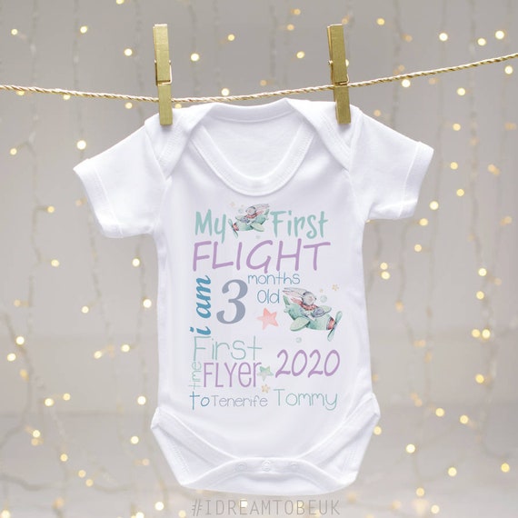 First Holiday Embroidered Baby Romper Babygrow Gift 1st Personalised Boy Girl