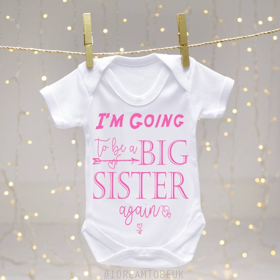 Big Sister Baby Vest Sibling Announcement Shower Gift New Suit Brother