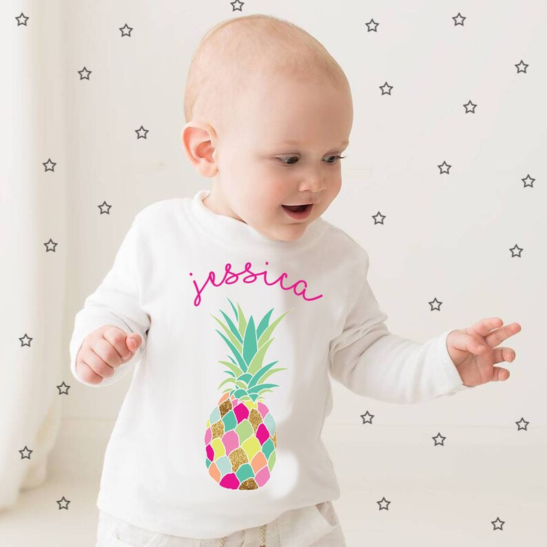 Tropical Funky personalised pineapple hoodie baby shower gift baby top pineapple sweatshirt hooded top pineapple party toddler top