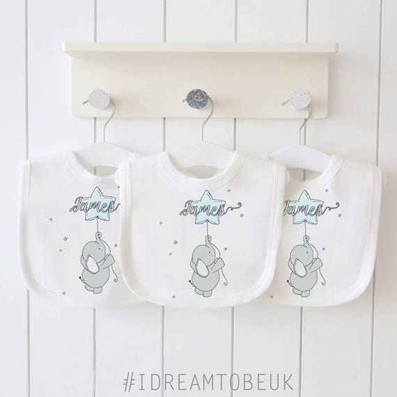 FOOTPRINT AND STARS DESIGN. PERSONALISED BABY BOY//GIRL BANDANA DRIBBLE BIB