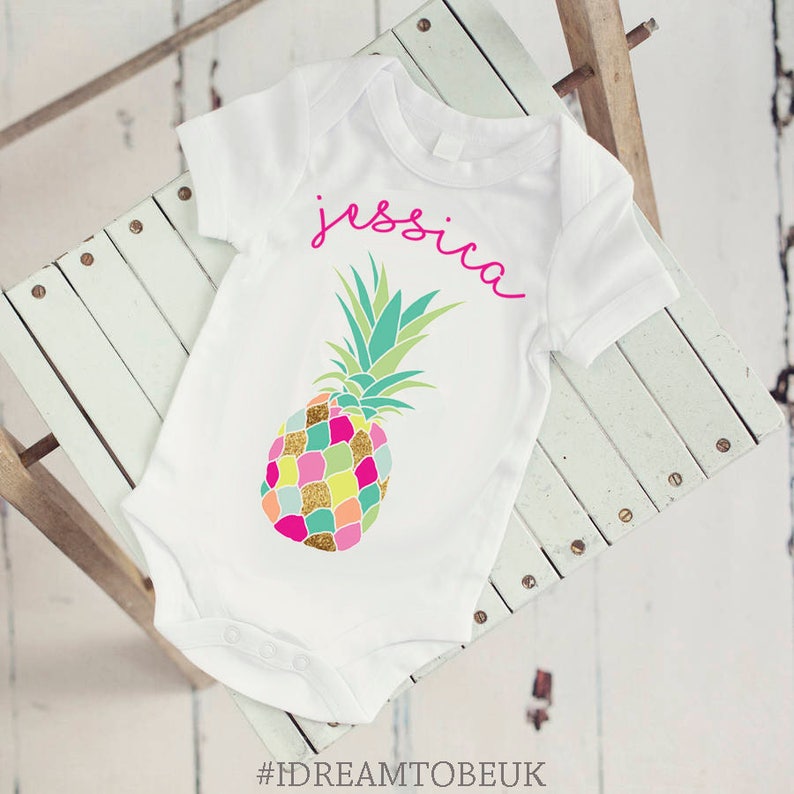 Tropical Funky personalised pineapple hoodie baby shower gift baby top pineapple sweatshirt hooded top pineapple party toddler top