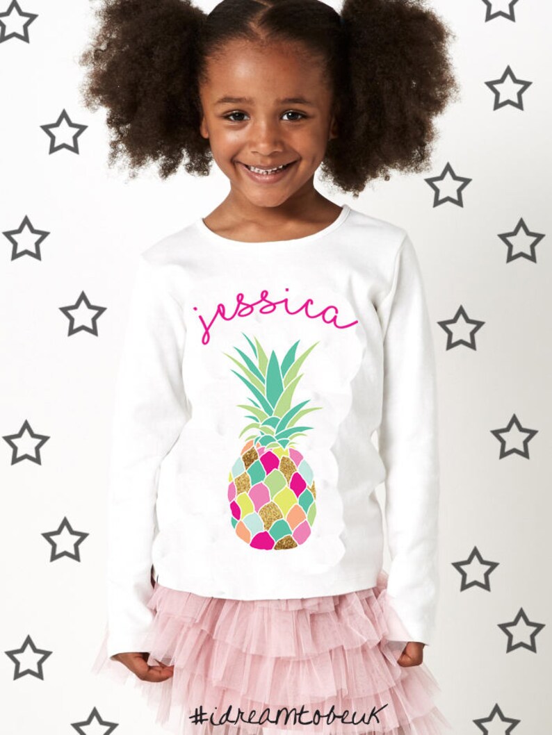 Tropical Funky personalised pineapple hoodie baby shower gift baby top pineapple sweatshirt hooded top pineapple party toddler top