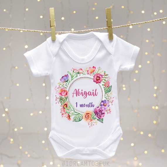 12 MONTHS OLD MILESTONE Baby Grow Bodysuit Personalised Baby gift 1yr