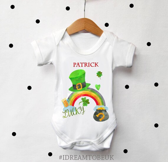 Patricks Day Body Babygrow Irlande bébé Irlandais Cadeau Personnalisé Première St
