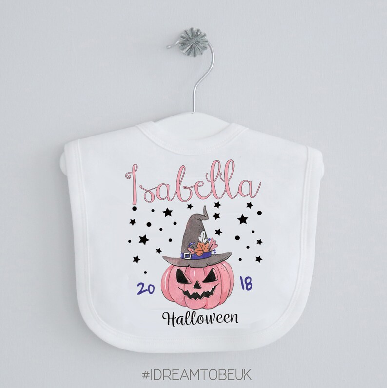 Set of 2 Halloween Trick or Treat /& Pumpkin Baby Bibs