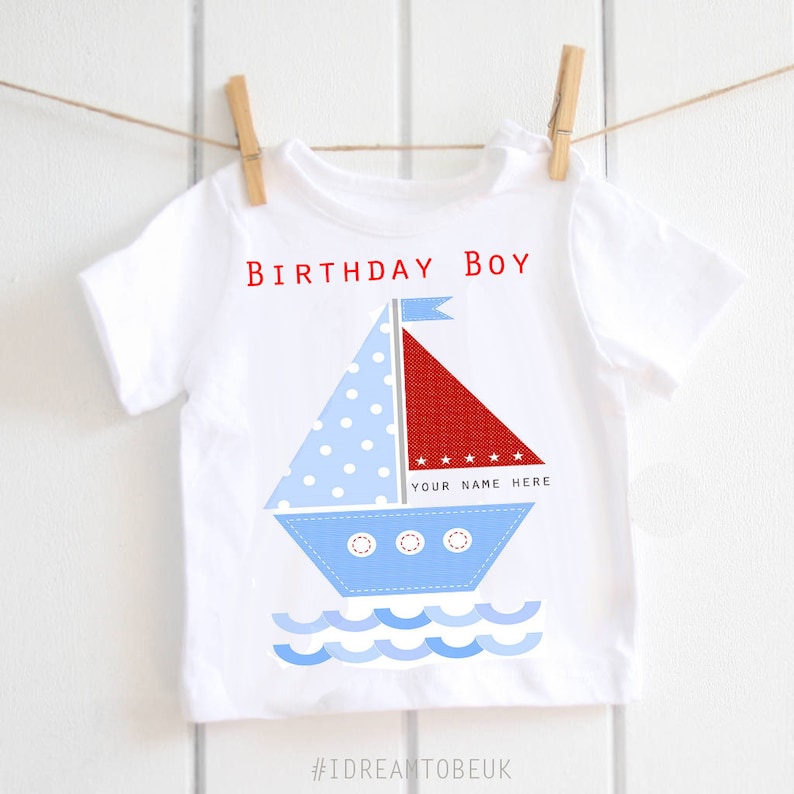 baby grow first birthday body suit personalised blue boat birthday boy Birthday baby vest sailing boat 1st birthday birthday gift
