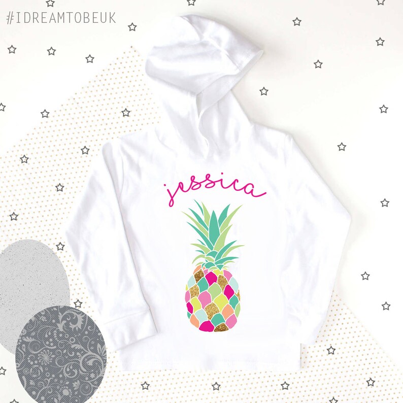 Tropical Funky personalised pineapple hoodie baby shower gift baby top pineapple sweatshirt hooded top pineapple party toddler top