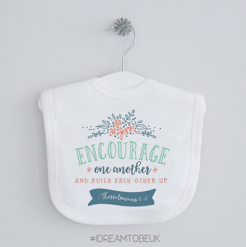 Personalised Bible Baby Bib Baby Shower Gift Personalised Bib New Baby Gift Dribble Bib 1 Thess 5 Motivational Lift Up Burping Bib