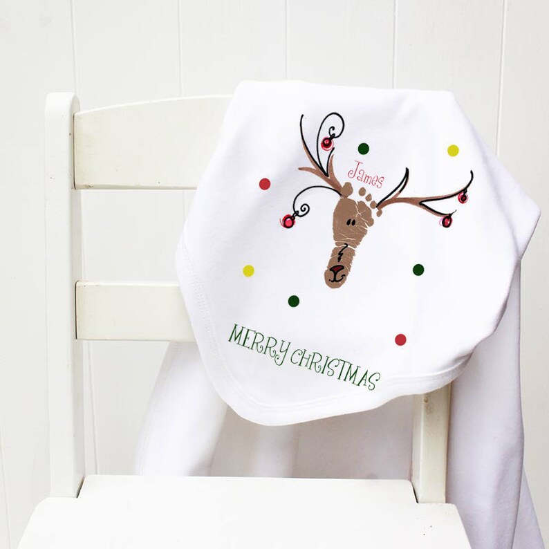 Mon 1st Noël Renne brodé Bavoir Bébé Cadeau Personnalisé Premier Noël