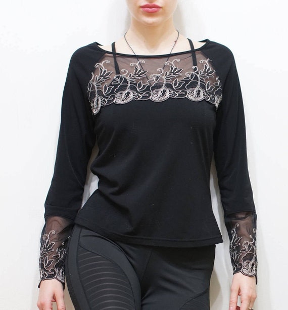 black evening tunic tops