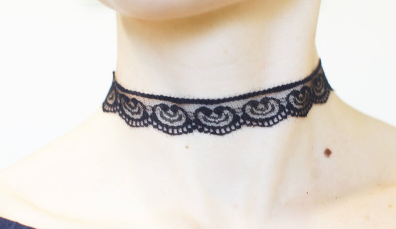 Boho Choker Black lace choker Dainty Choker Thick Bohemian Lace Chic Boho jewelry Gift for Her Black Choker Necklace