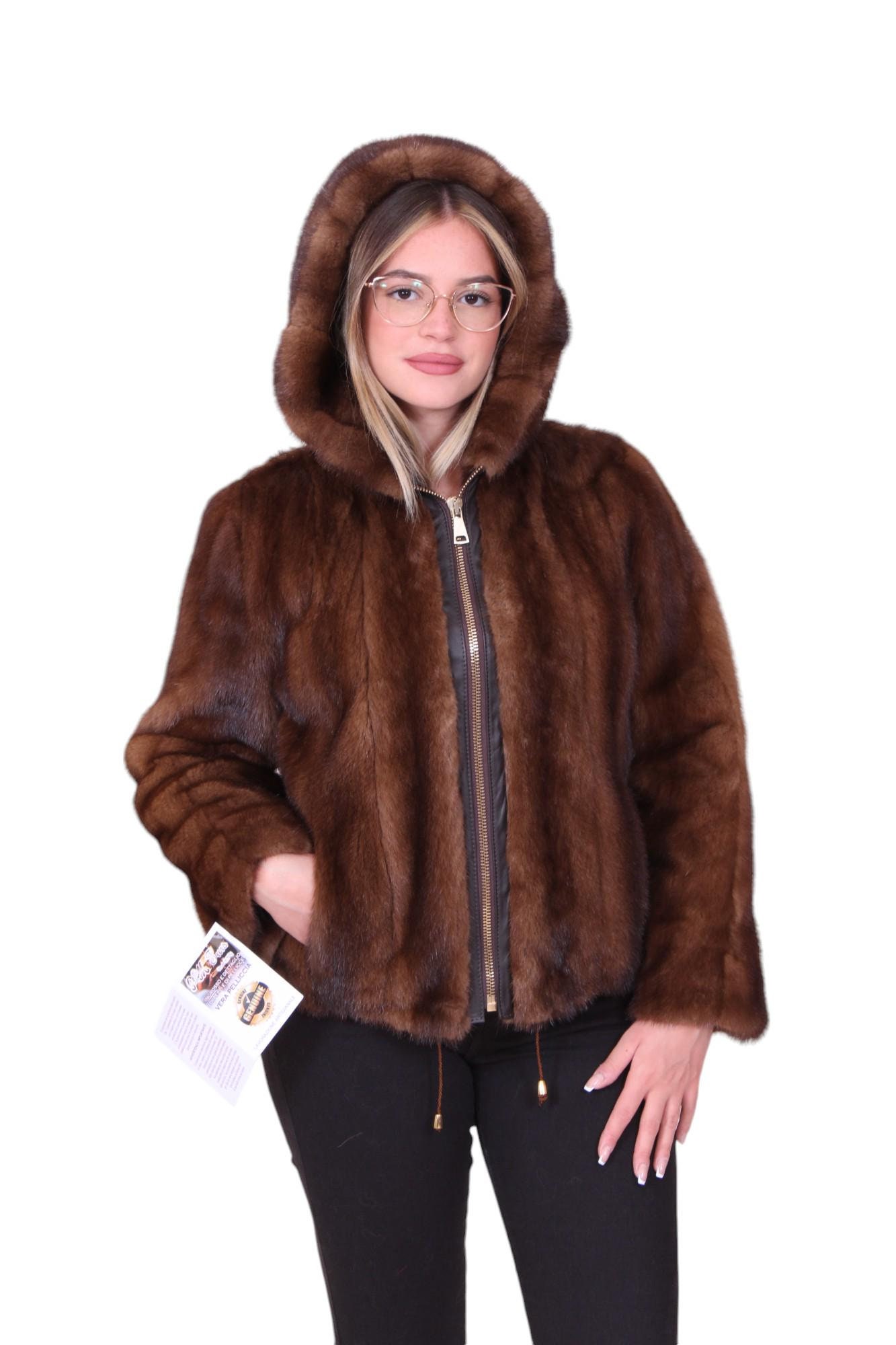 Manteau Court Femme En Véritable Fourrure De Vison Multicolore - Taille 4XL - Veste D'extérieur Luxe - Neuf Avec étiquettes
