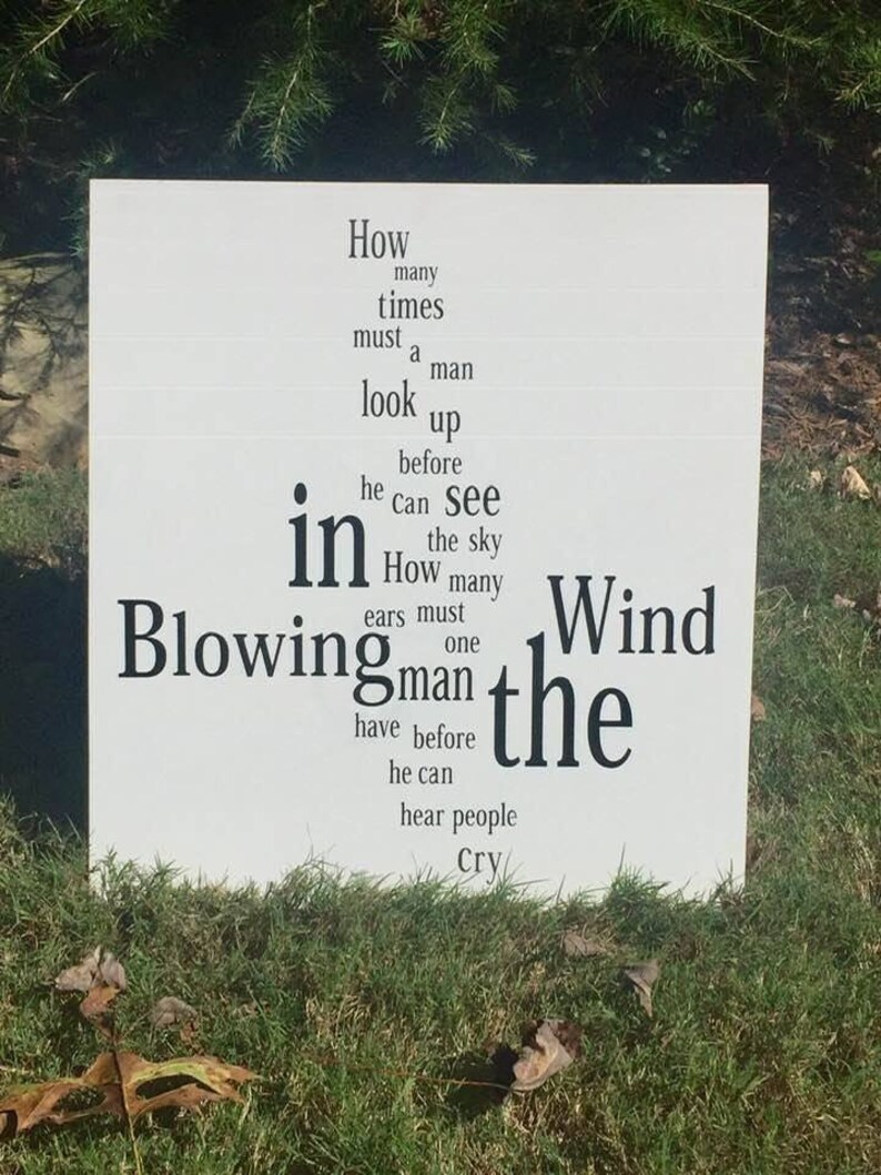 Bob Dylan wall art Blowing in the wind Lyrics wall art rock | Etsy