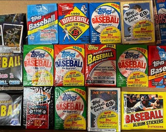 100 +Vintage MLB Unopened Baseball Cards In Packs 55+ Cards in Packs from the Late 80s and Early 90s Estate Sale Liquidation Lot