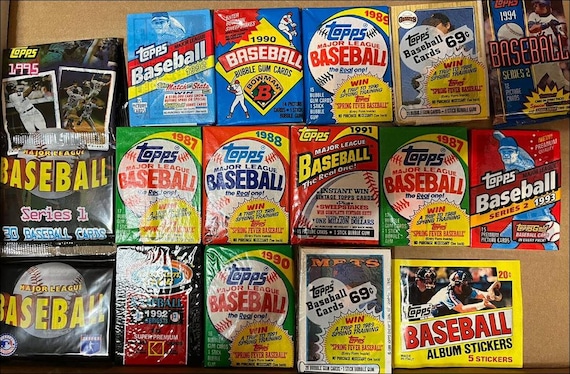 where to sell rare baseball cards FACTORY SEALED PACK SALE! 100 OLD ~TOPPS ~ FLEER ~ DONRUSS ~ UPPER DECK ~ SCORE ~ STADIUM CLUB ~ O-PEE-CHEE ~ BOWMAN SEALED WAX PACKS ESTATE SALE WAREHOUSE 100 +vintage MLB Unopened Baseball