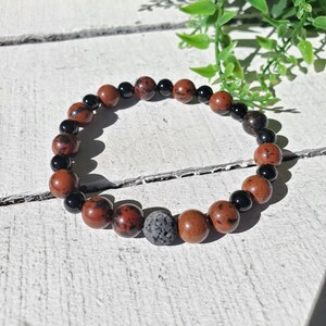 Mahogany Obsidian Bracelet, Mahogany Obsidian and Onyx Bracelet