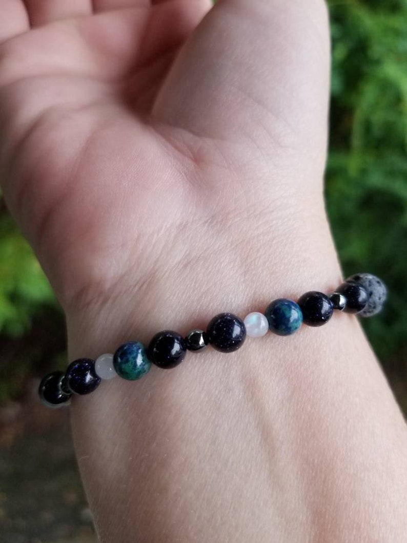 Earth Moon and Stars Bracelet Galaxy Bracelet Etsy