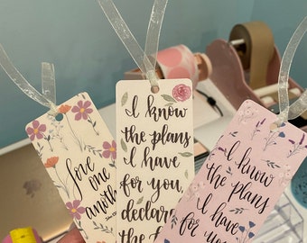 Lot de 3 signets aquarelle pour Écritures saintes, cadeaux chrétiens pour femmes, signets versets de la Bible, cartes Écritures saintes florales peintes à la main, Encourageme