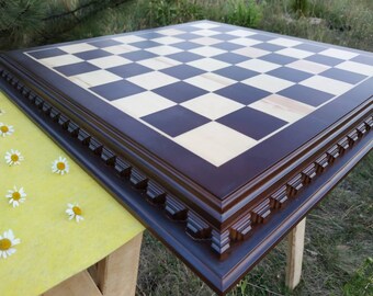 Wooden chess board, chess set wood handmade, Carved wood chess board set rare unique chess board exclusive birthday chess gift for husband