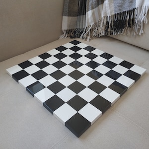 Chess board ash wood, super gloss, custom wooden set , black&white color, Christmas Anniversary personalized handmade gift for husband