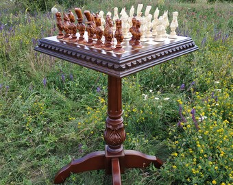 Handgemaakte farao-schaakset, houten schaaktafel, luxe bordsnijwerk