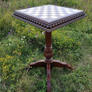 Chess table/board &quot;Classic Luxury&quot; exclusive wooden table furniture,chess set board modern, ash wood carving handmade Wedding, Anniversary