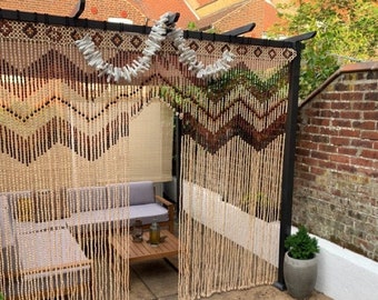 Handmade Beaded Door Curtain: Wood Bead Room Divider