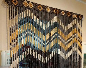 Beaded Door Curtain 61"x90" living room doorway, window Wood blinds Door Beads Curtains Door Curtain Wood Bead Handmade unique gift decor