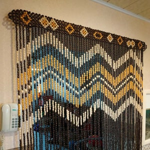 Beaded Door Curtain  living room doorway, window Wood blinds Door Beads Curtains Door Curtain Wood Bead Handmade unique gift decor
