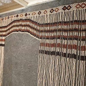 Beaded Door Curtain 120W x 84L decor for living room window Wood blinds Doorway big size Beads Curtains Handmade unique gift wife mother image 1