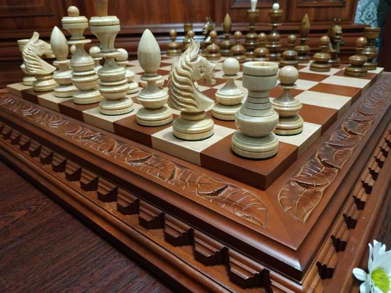 Wooden Chess set Custom Engraving chess board chess pieces Etsy