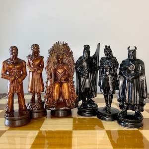 Chess pieces ONLY Battle of Thrones Knights, wooden pieces, wood carving handmade, unique family game, Anniversary, Birthday Gift Hasband