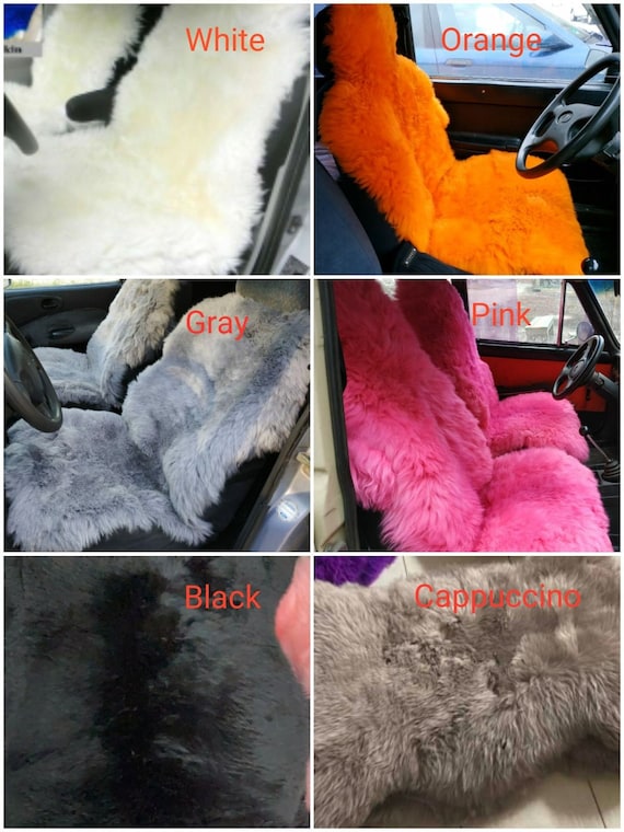 PAIR Sheepskin Car Seat Cover Universal Warm Genuine Sheepskin Cape for  Truck Seat Cover for Car Handmade Chair Pads 