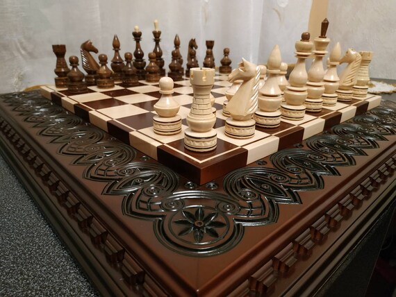 Chess Set - Wood & Metal Men on Alpha Numeric Board – WorldWise Imports