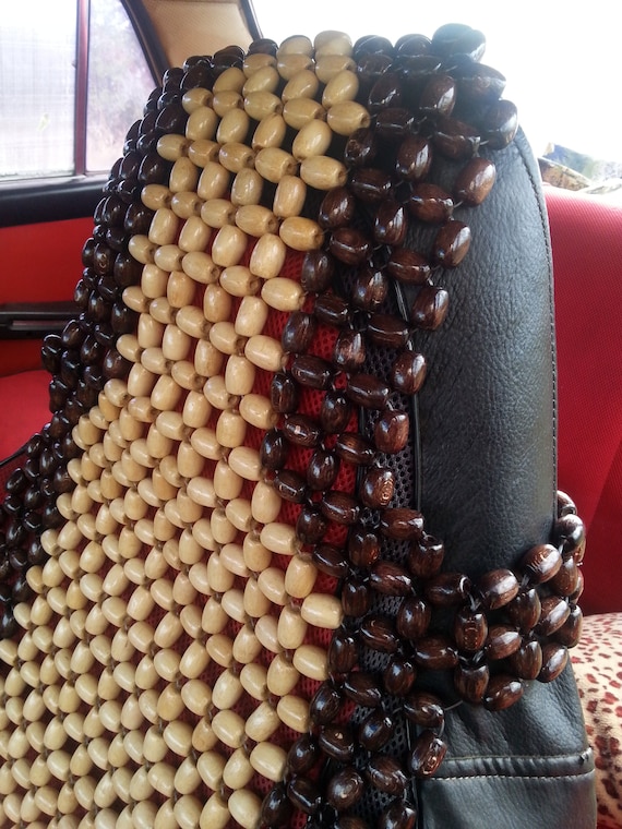PAIR Beaded Car Seat Covers With Headrest Pair Car Seat Cover Car Seat  Massager Car Wood Cover Car Cape Car Wooden Massager Back Massager 