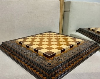 Handmade Wooden Glossy Chess Board, Ash Wood Ombre, Personalized Gift