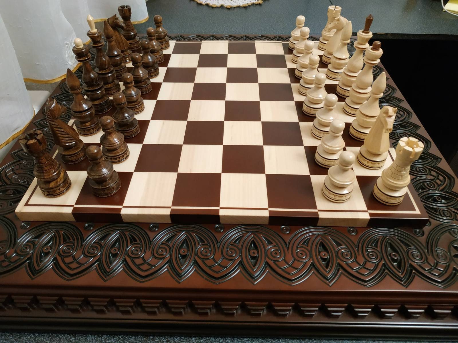 Wooden Chess Set | Master of Chess Set Pearl L Brown | Chess Board 35cm |  Classic Handmade Travel Chess Set for Adults and Kids