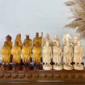 Сhess Stücke Ritter, schnitzen, Ahornholz, Einzelstücke, handgefertigte Holzgeschenk Weihnachten, Jahrestag Ehemann, Vater, Sohn, Ohne Brett