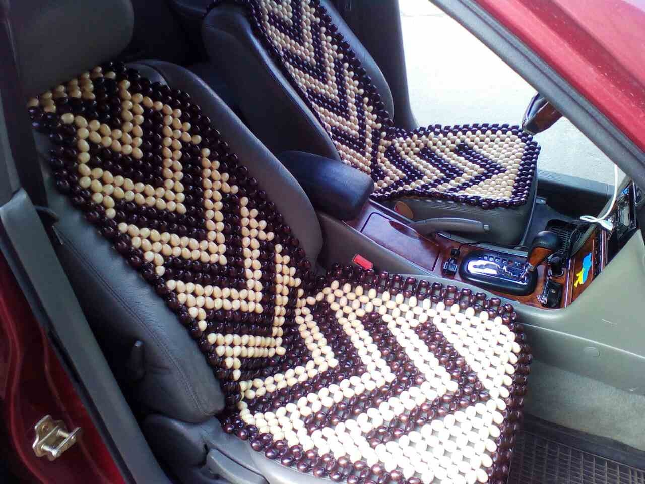 Housse Siège Voiture Perles Bois Naturel - Coussin Massage Et Confort Pour Longs Trajets