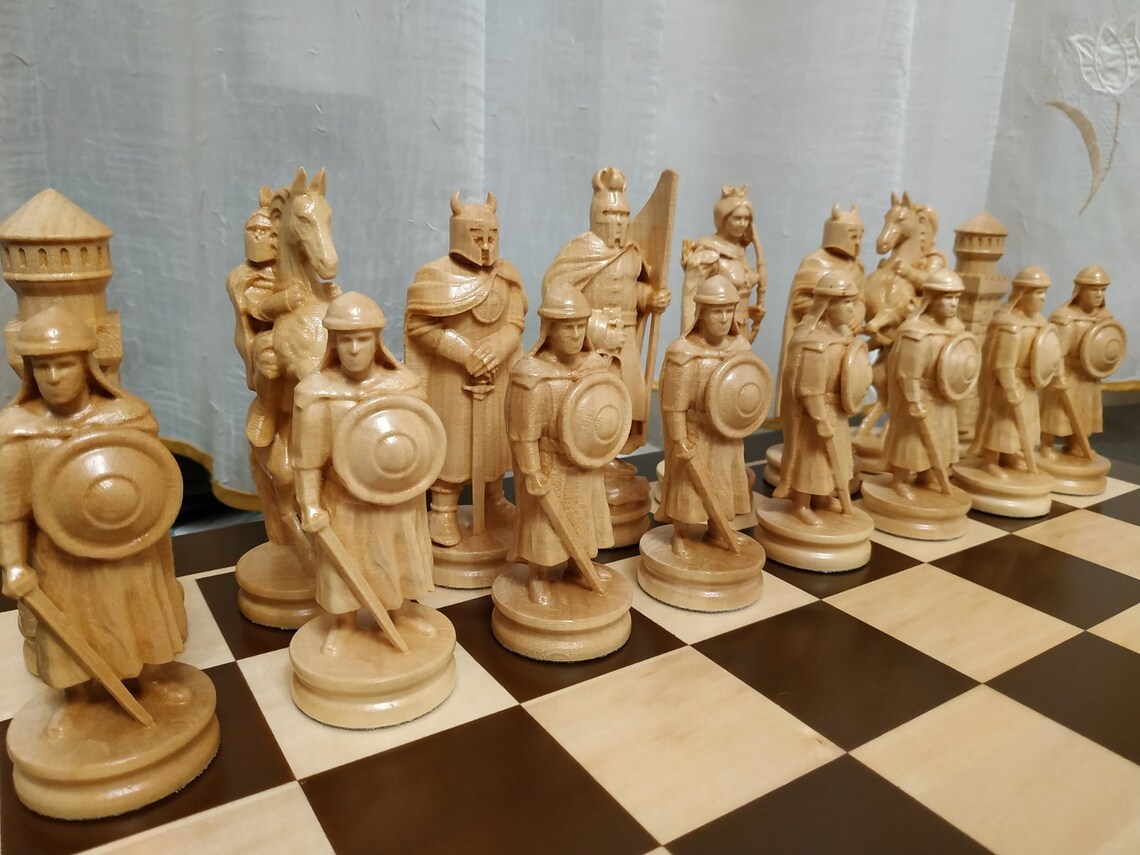 Chess pieces Battle of Thrones Knights large high pieces wood Etsy