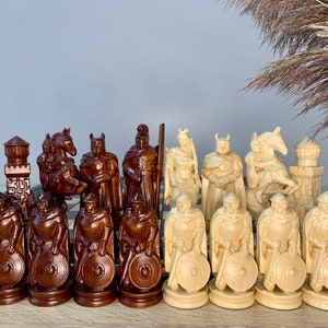 Сhess Pieces Knights Carving ONLY Pieces Premium-Qualität handgefertigtes Holzschach-Weihnachtsjubiläumsgeschenk für Ehemann. Ohne Brett