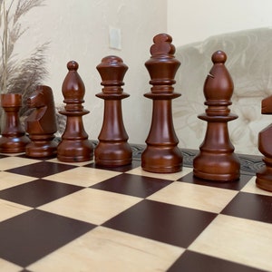 Chess set board, table, wooden classical pieces wood carving handmade family game unique exclusive Christmas gift for son husband boyfriend image 8