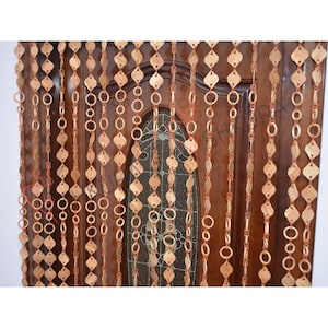 Door bead Curtain door beads Decor for living room Wood blinds Curtains Beaded Door Curtain Wood Bead Door Curtain Handmade Door curtain Light brown color