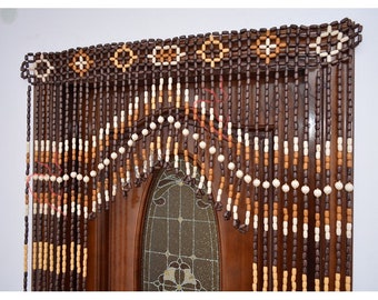 Beaded Door Curtain Decor for living room Wood blinds wall decor Door curtain Beads Curtains Wooden Bead Handmade unique gift mother wife